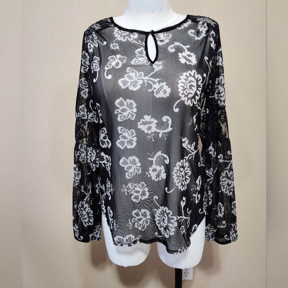 INC Black sheer ladies top